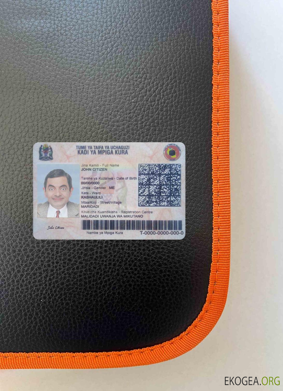 Photolook de la carte d'identité de la Tanzanie DEVANT